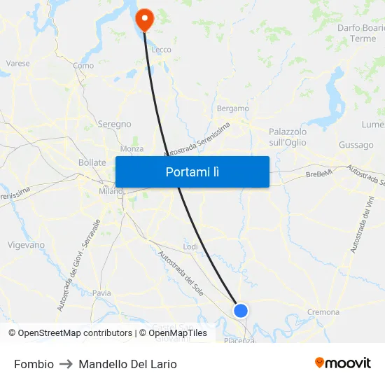 Fombio to Mandello Del Lario map