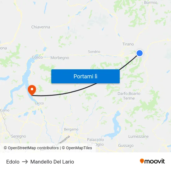 Edolo to Mandello Del Lario map