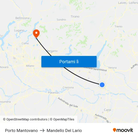 Porto Mantovano to Mandello Del Lario map