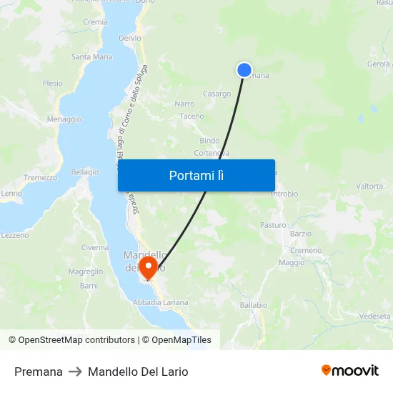 Premana to Mandello Del Lario map