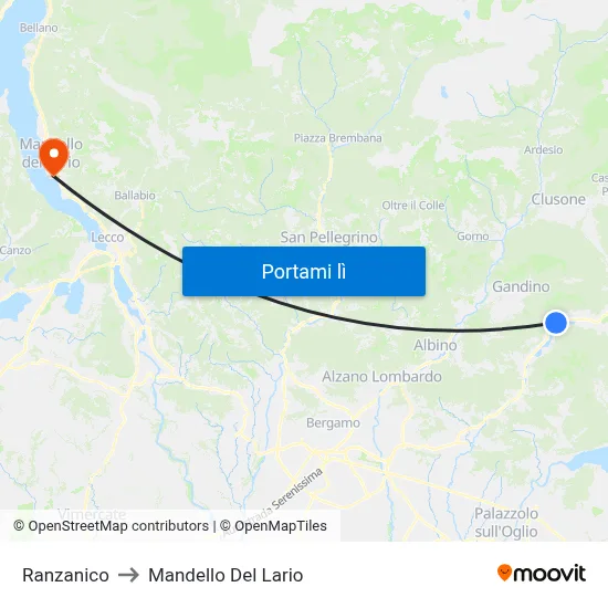 Ranzanico to Mandello Del Lario map