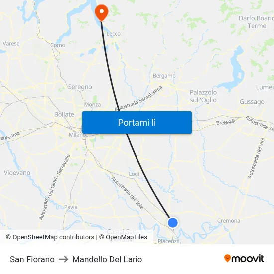 San Fiorano to Mandello Del Lario map