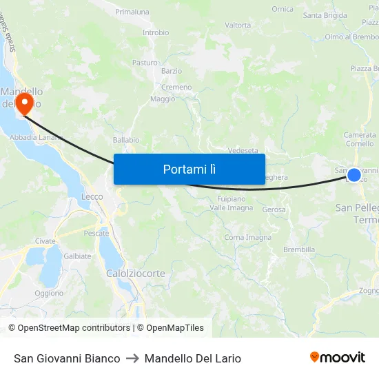 San Giovanni Bianco to Mandello Del Lario map