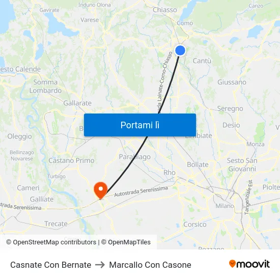 Casnate Con Bernate to Marcallo Con Casone map