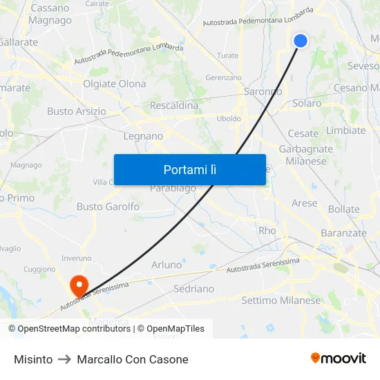Misinto to Marcallo Con Casone map