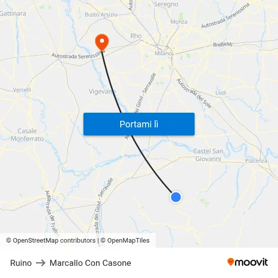 Ruino to Marcallo Con Casone map