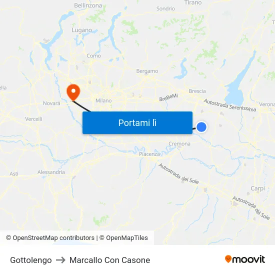 Gottolengo to Marcallo Con Casone map