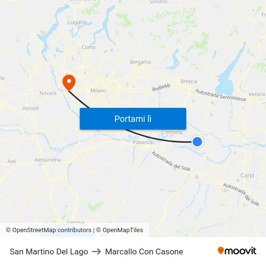 San Martino Del Lago to Marcallo Con Casone map