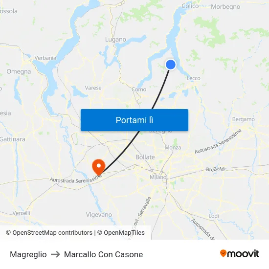 Magreglio to Marcallo Con Casone map