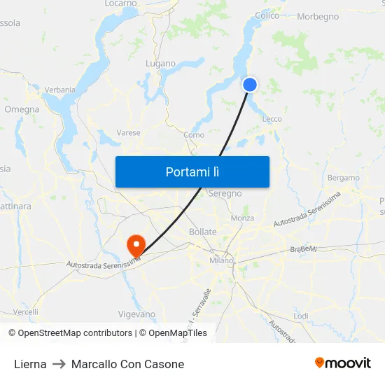 Lierna to Marcallo Con Casone map