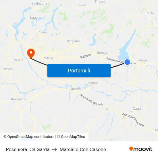 Peschiera Del Garda to Marcallo Con Casone map