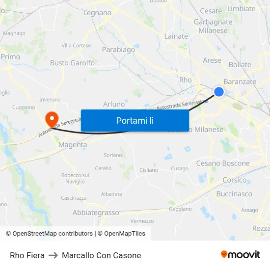 Rho Fiera to Marcallo Con Casone map