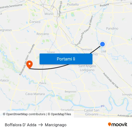Boffalora D' Adda to Marcignago map