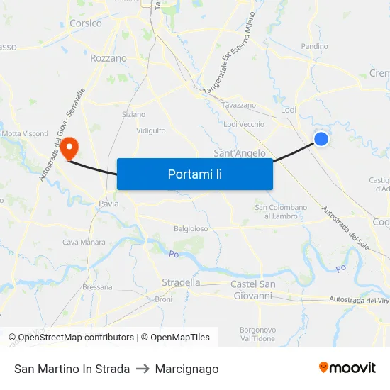 San Martino In Strada to Marcignago map