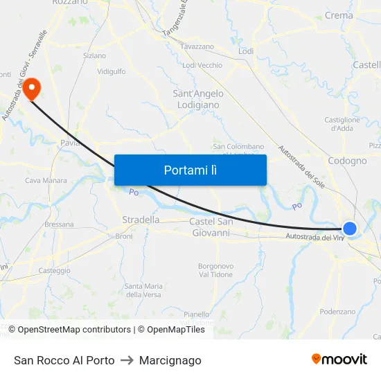 San Rocco Al Porto to Marcignago map