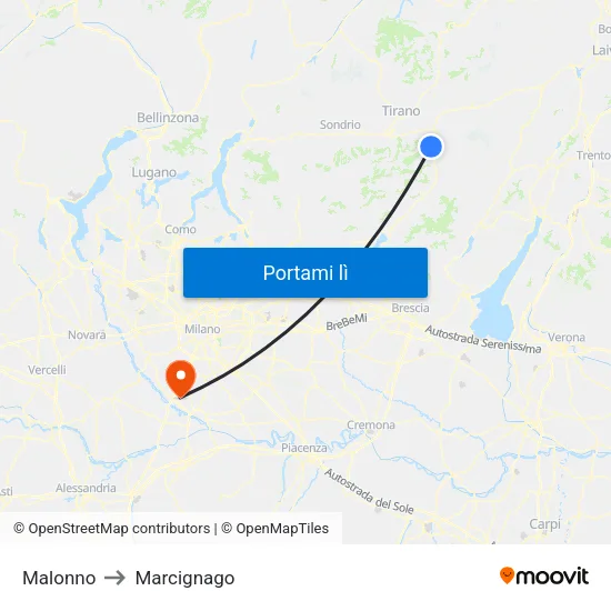Malonno to Marcignago map