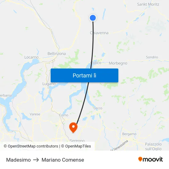 Madesimo to Mariano Comense map