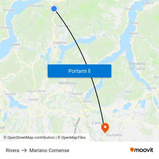 Rivera to Mariano Comense map