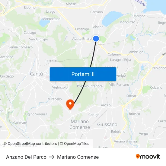 Anzano Del Parco to Mariano Comense map