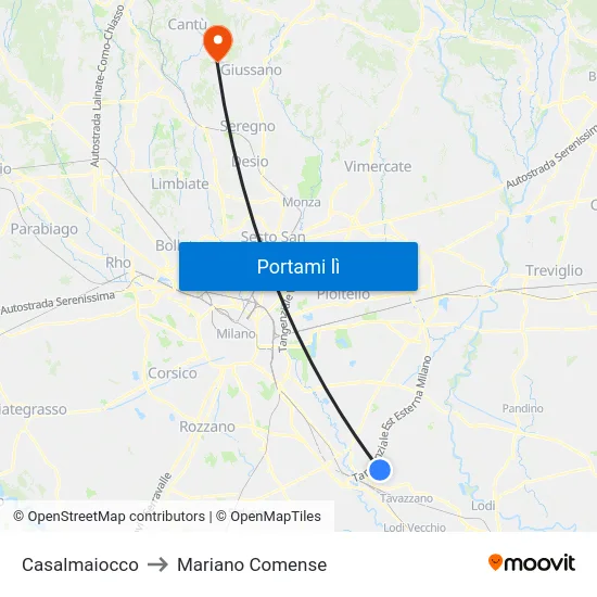 Casalmaiocco to Mariano Comense map