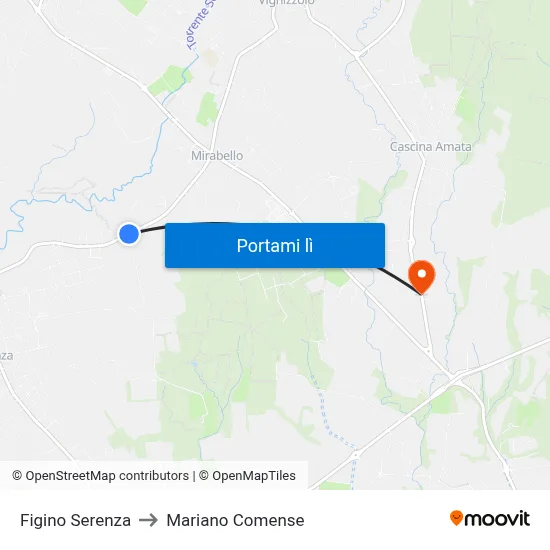 Figino Serenza to Mariano Comense map