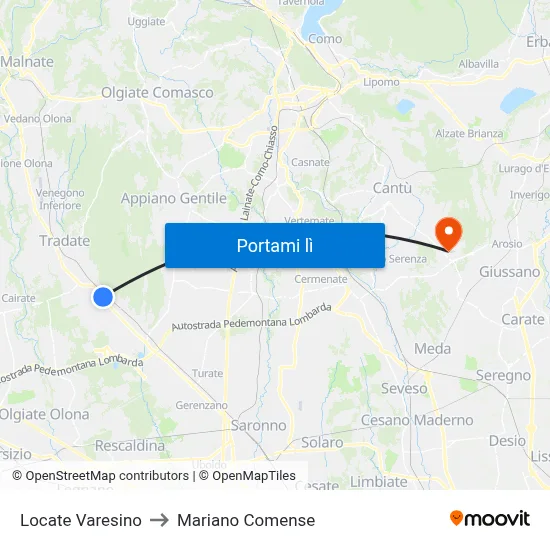 Locate Varesino to Mariano Comense map