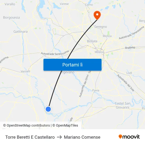 Torre Beretti E Castellaro to Mariano Comense map