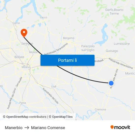 Manerbio to Mariano Comense map