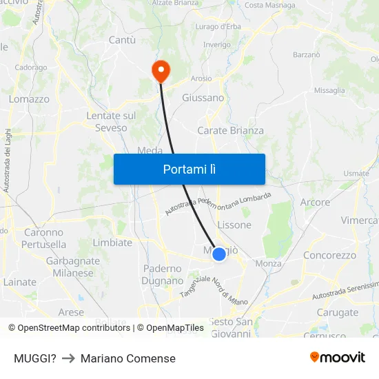 MUGGI? to Mariano Comense map