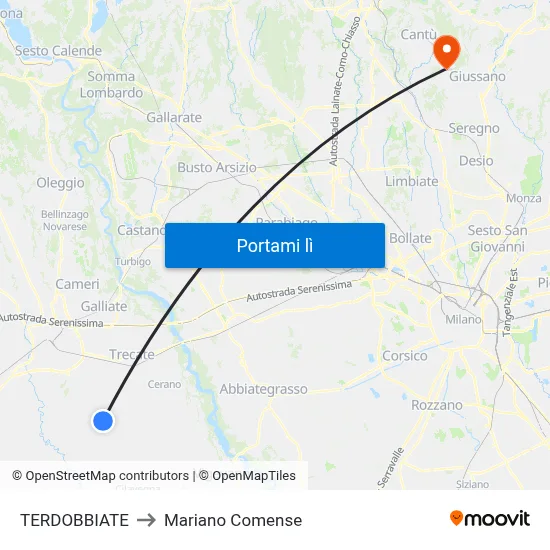 TERDOBBIATE to Mariano Comense map