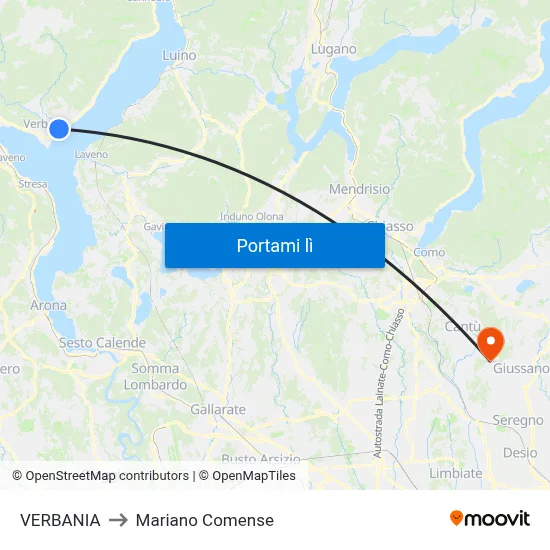 VERBANIA to Mariano Comense map