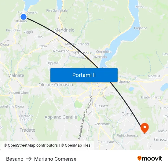 Besano to Mariano Comense map