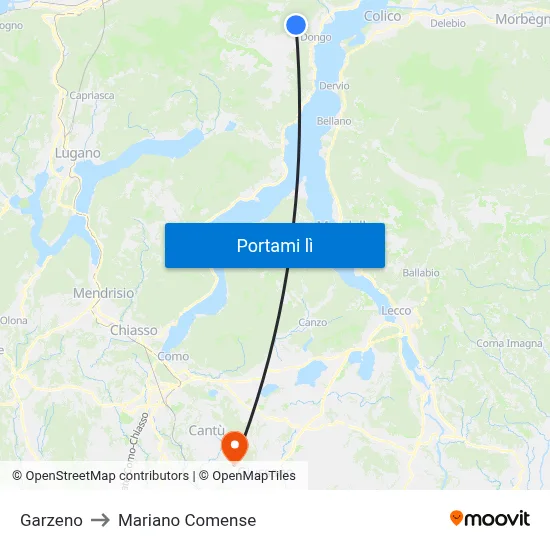 Garzeno to Mariano Comense map