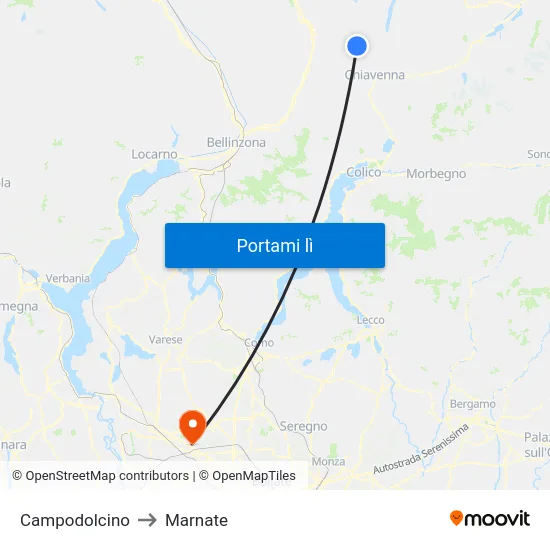 Campodolcino to Marnate map