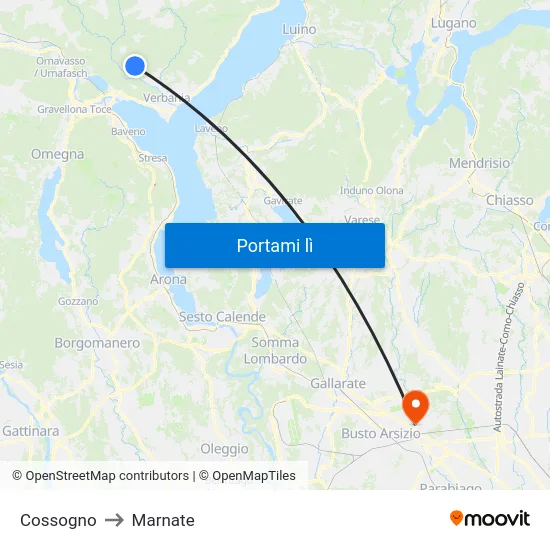Cossogno to Marnate map