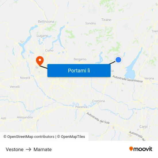 Vestone to Marnate map