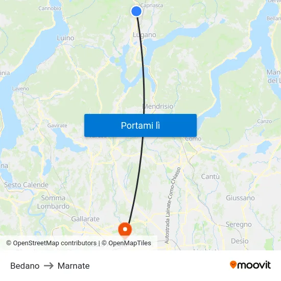 Bedano to Marnate map