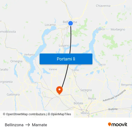 Bellinzona to Marnate map
