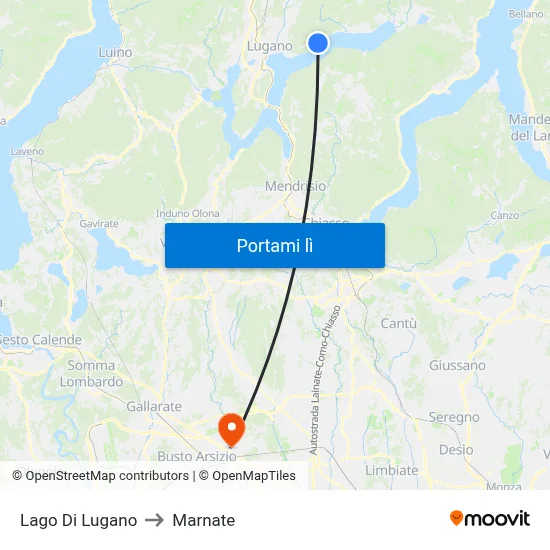 Lago Di Lugano to Marnate map