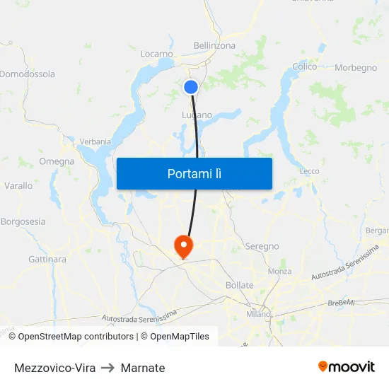 Mezzovico-Vira to Marnate map