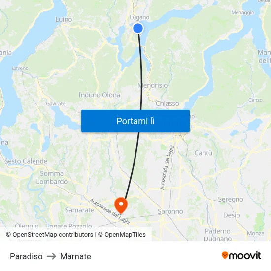 Paradiso to Marnate map