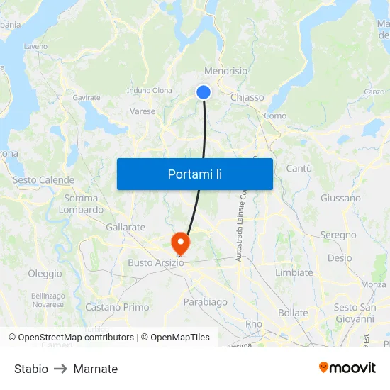 Stabio to Marnate map