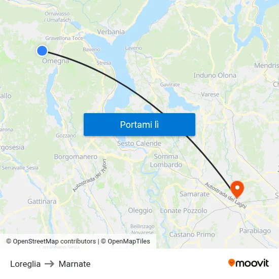 Loreglia to Marnate map
