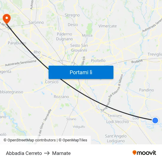 Abbadia Cerreto to Marnate map