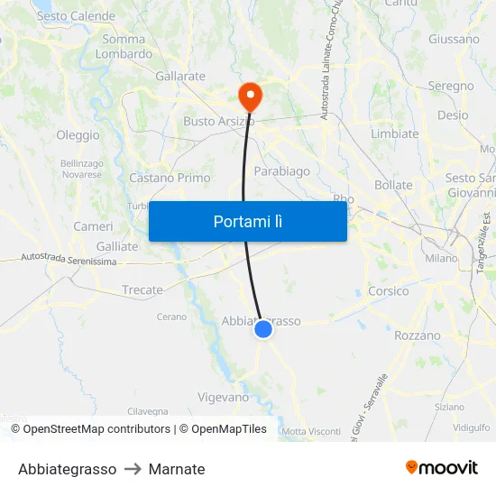Abbiategrasso to Marnate map