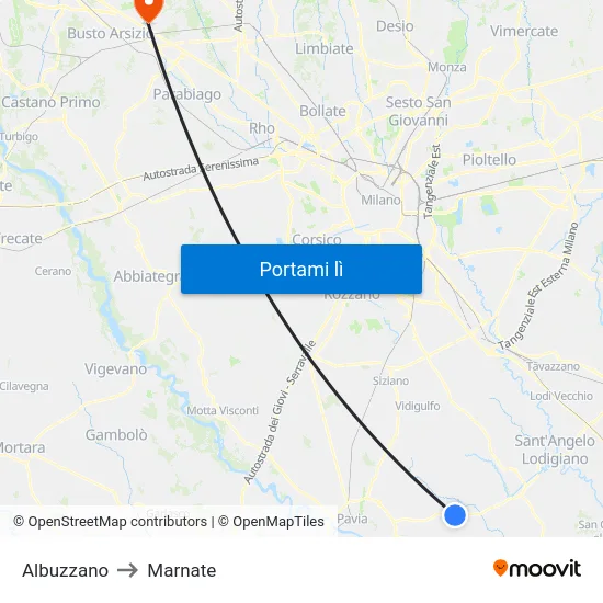 Albuzzano to Marnate map