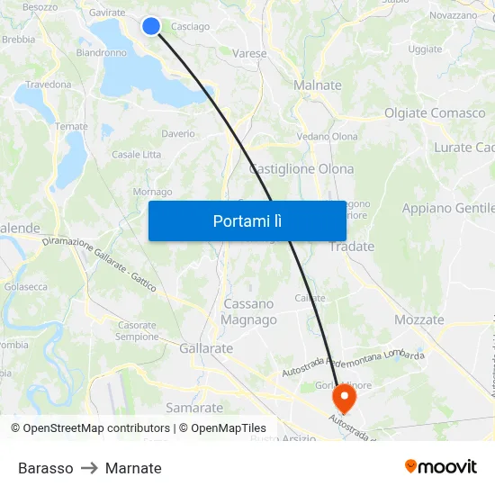 Barasso to Marnate map