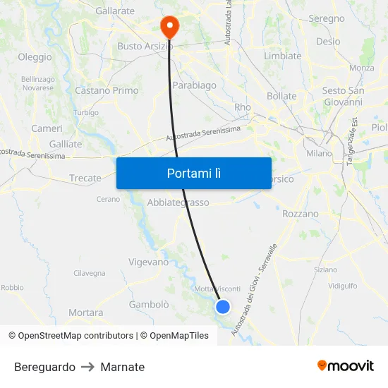 Bereguardo to Marnate map
