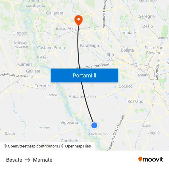 Besate to Marnate map