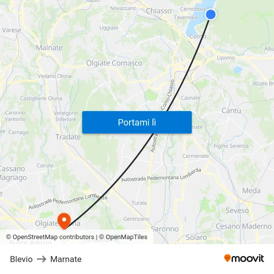 Blevio to Marnate map